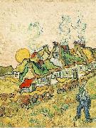 Vincent Van Gogh Thatched Cottages in the Sunshine oil painting reproduction